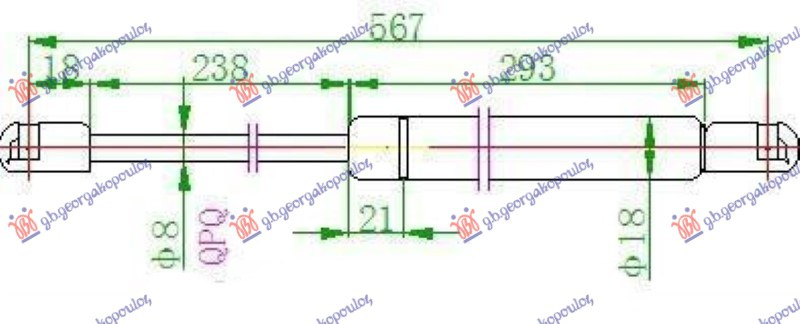 Amortizues (një) për derën e bagazhit (570L-460N)