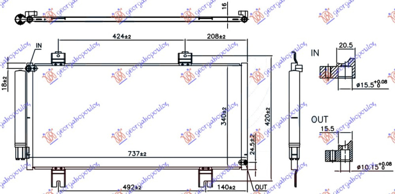 Radiator për kondicioner 1.3 benzinë (73.7x35.3x1.6) (NISSENS)