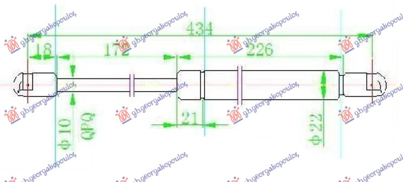 Amortizues (një) për derën e bagazhit H/B (435L-500N)