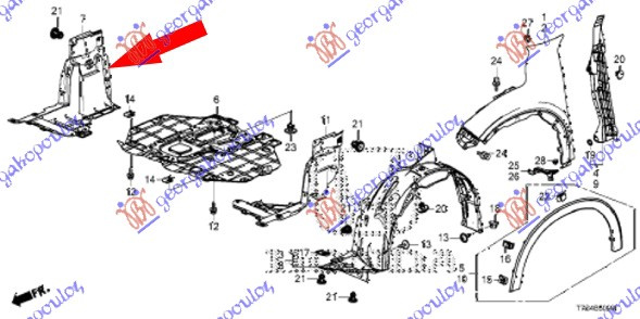 Mbrojtje/kapak nën motor / anësore