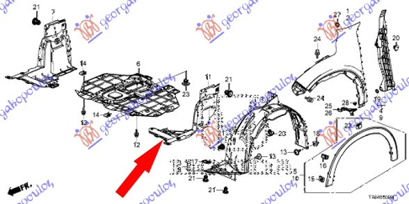 Mbrojtje/kapak nën motor / anësore