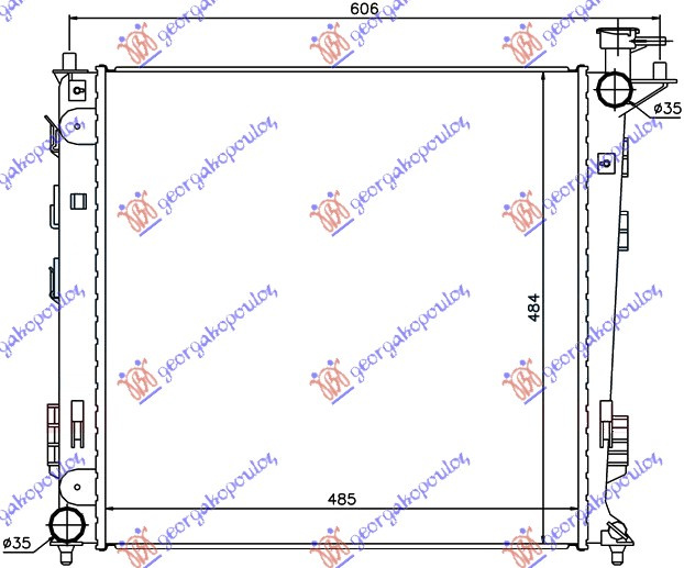 Radiator për motor 1.7-2.0 CRDi dizel (marsh manual) (485x470x16) (çek) (KOYO)