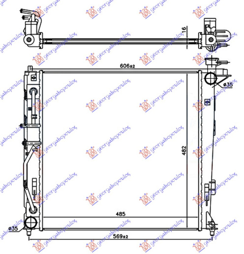 Radiator për motor 2.0 CRDi dizel (marsh automatik) (485x470) (çek) (KOYO)