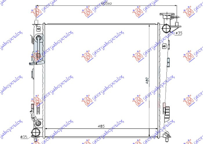 Radiator për motor 2.0 CRDi dizel (marsh automatik) (485x470) (korean)