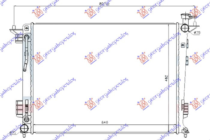 Radiator për motor 2.0-2.4 benzinë (marsh automatik) (640x480x16) (korean)