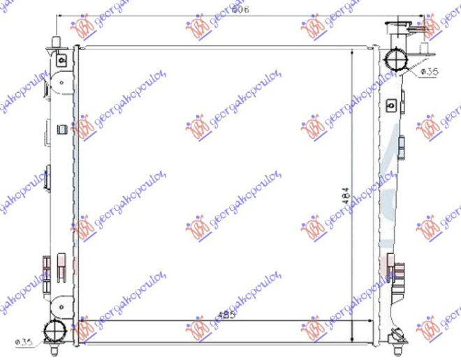 Radiator për motor 1.7-2.0 CRDi dizel (marsh manual) (485x485x16) (korean)
