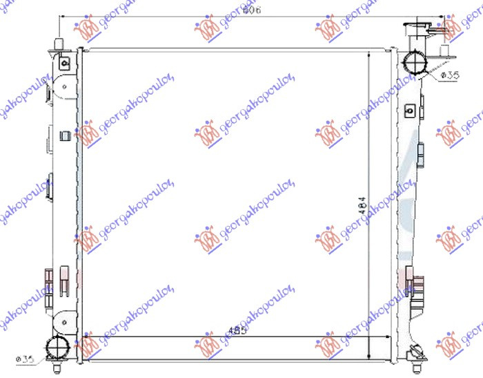 Radiator për motor 1.7-2.0 CRDi dizel (marsh manual) (485x485x16) (korean)