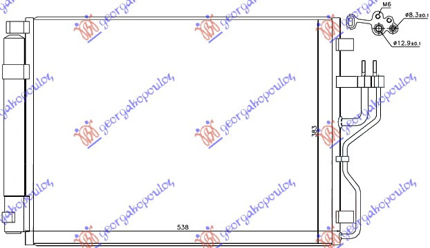 Radiator i kondicionerit të gjithë dizel modelet (535x380x16) (Çek)