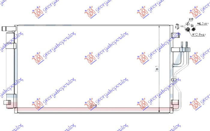Radiator i kondicionerit të gjithë modelet benzinë (655x380x16) (Korean)