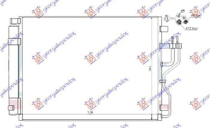 Radiator i kondicionerit të gjithë modelet dizel (535x380x16) (Korean)