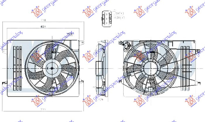 Ventilator komplet (i vetëm) benzinë (460mm) (3 pinë)