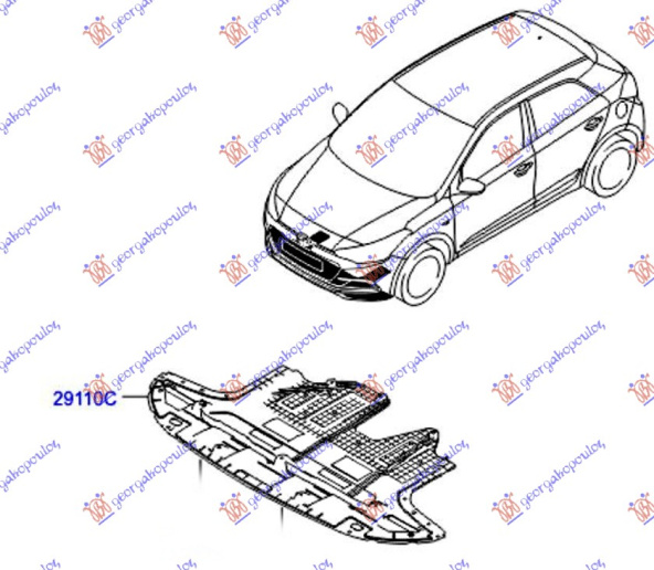 Mbrojtje/kapak nën motor (plastik)