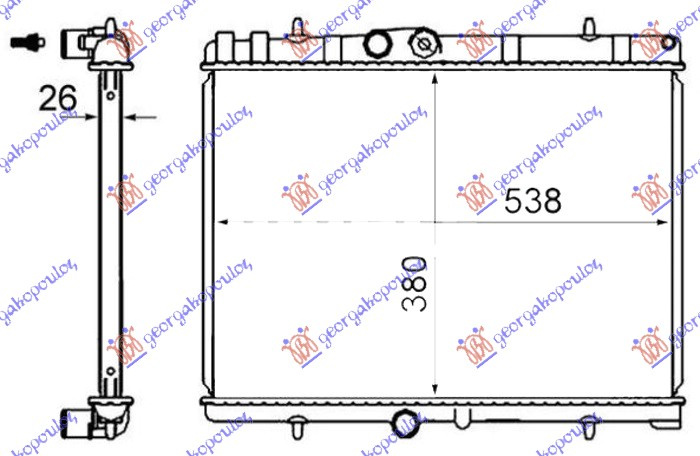 Radiator për motor benzinë/dizel (38x55x2.6) me tuba (MAHLE BEHR)