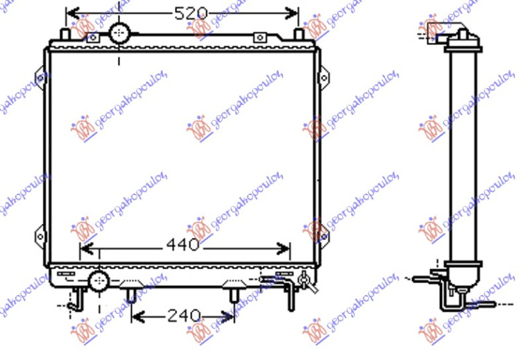 Radiator për motor 2,9 CRDi (51x57x26) (marsh automatik)