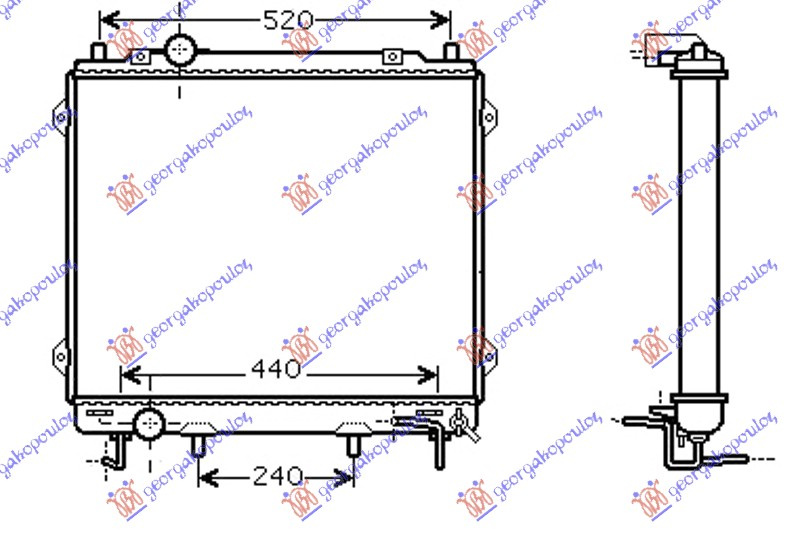 Radiator për motor 2,9 CRDi (51x57x26) (marsh automatik)
