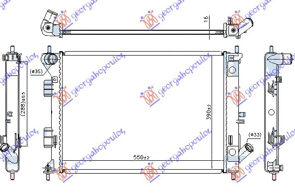 Radiator për motor 1.4-1.6-1.8 benzinë (marsh manual) (550x390x16)