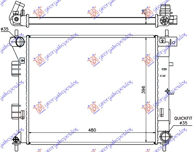 Radiator për motor 1,4-1,6 CRDi (48x39x2,6)