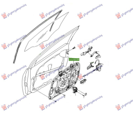 Ngritës/rregullues për dritaren e përparme elektrik (pa motor) (çeki) (Origjinal)