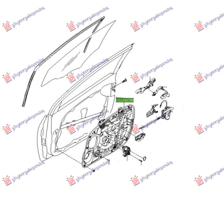 Ngritës/rregullues për dritaren e përparme elektrik (pa motor) (çeki) (Origjinal)