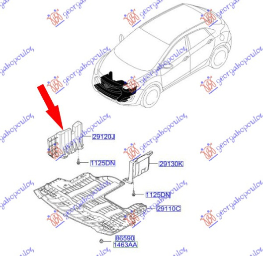 Mbrojtje/kapak nën motor