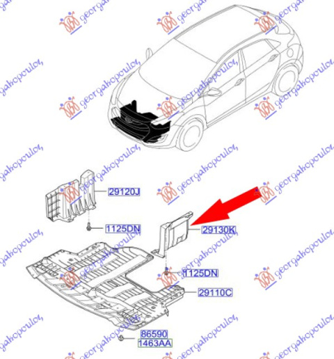 Mbrojtje/kapak nën motor