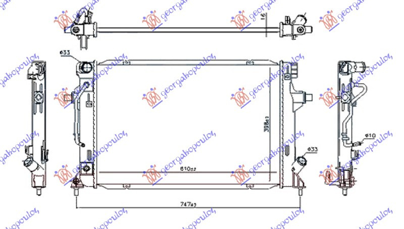 Radiator për motor 1.6 MPi benzinë (marsh automatik) (610x400x16)