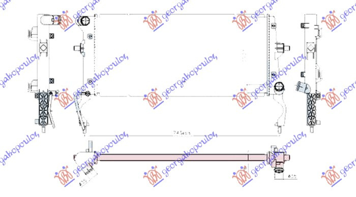 Radiator për motor 1.0-1.4 T-GDI benzinë (marsh manual/automatik) (650x290x26)