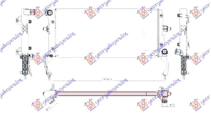 Radiator për motor 1.4 T-GDI benzinë (marsh manual/automatik)matic (650x290x26) (KOYO)