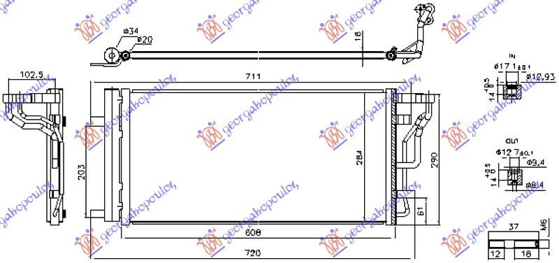 Radiator i kondicionerit 1.0-1.4 T-GDI - 1.6 MPI benzinë - 1.6 CRDI dizel (608x284x16)