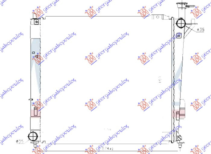 Radiator për motor 2.0-2.2 CRDi dizel (marsh manual) (510x480x26) (HALLA tipi)