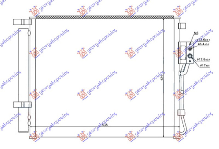 Radiator i kondicionerit 2.0-2.2 CRDi dizel 10- (495x425x16)