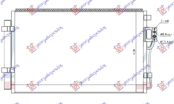 Radiator i kondicionerit 2.4-3.3-3.5 benzinë (700X410X12)