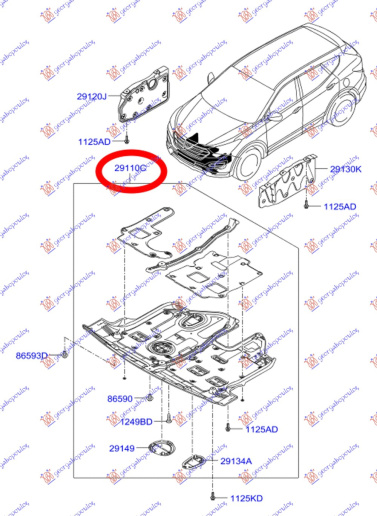 Mbrojtje/kapak nën motor (plastik)