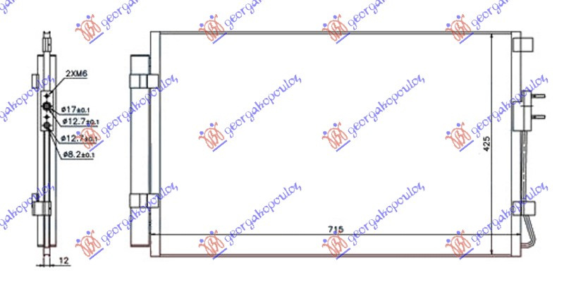 Radiator i kondicionerit 2.4 16V-GDI - 3.3i benzinë (680x430x12) tipi HALLA