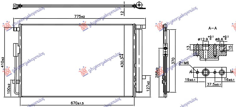 Radiator për kondicioner 2.4-3.5 benzinë (670x430x12) (NISSENS)