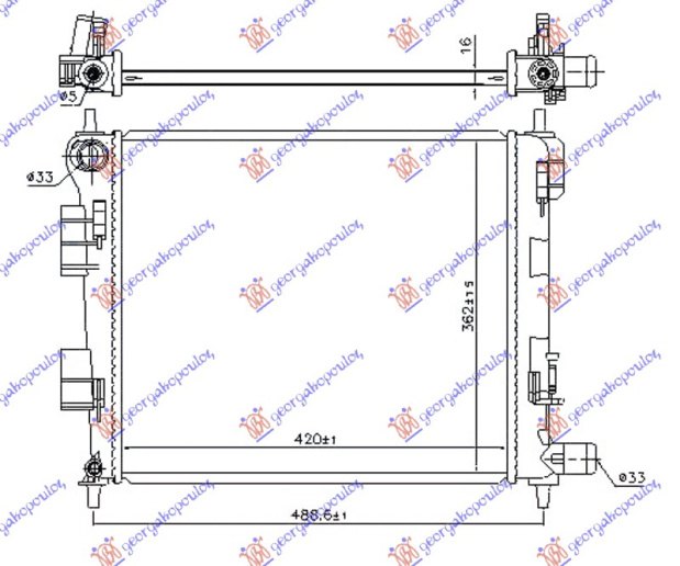 Radiator për motor të gjitha modelet (marsh manual) (420x360x16)