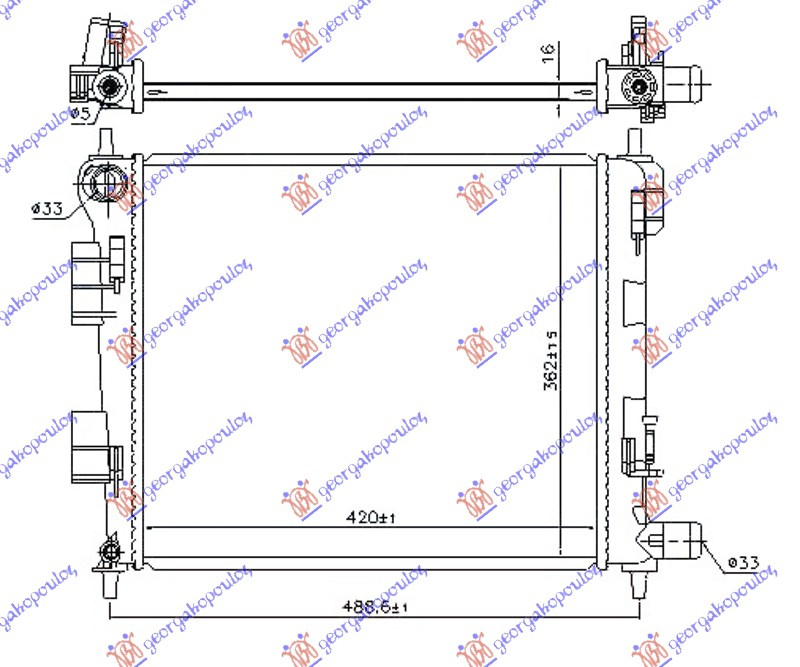 Radiator për motor të gjitha modelet (marsh manual) (420x360x16)