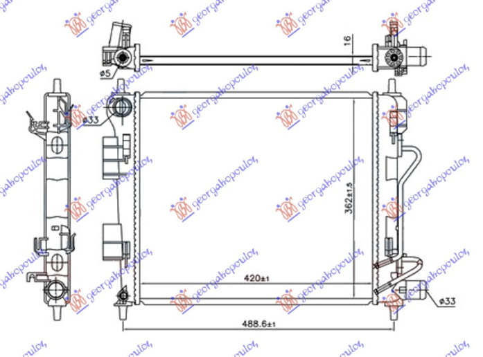 Radiator për motor të gjitha modelet (marsh automatik) (420x360x16)