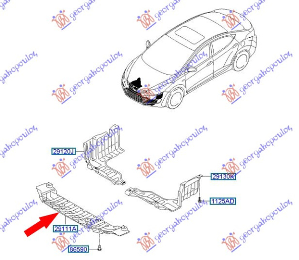 Mbrojtje/kapak nën motor plastik