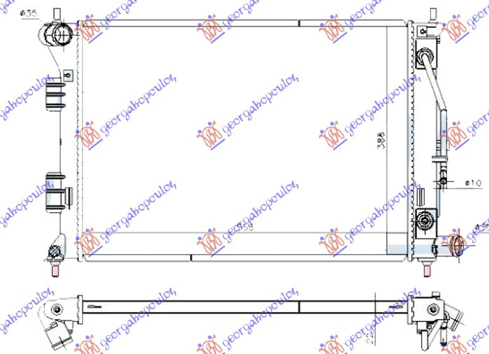 Radiator për motor 1.6-1.8-2.0 benzinë (marsh automatik) (550x390x16)