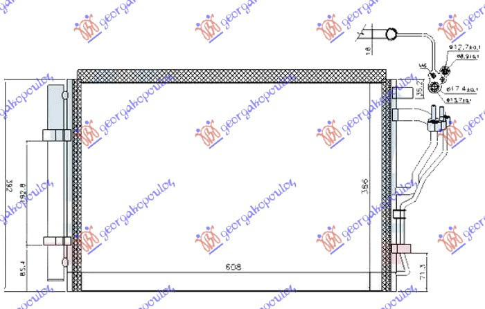 Radiator i kondicionerit të gjitha modelet benzinë (570x375x16)