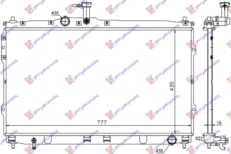 Radiator për motor 2.4i 16v benzinë - 2.5 TDCi dizel (marsh manual) (435x775x16)