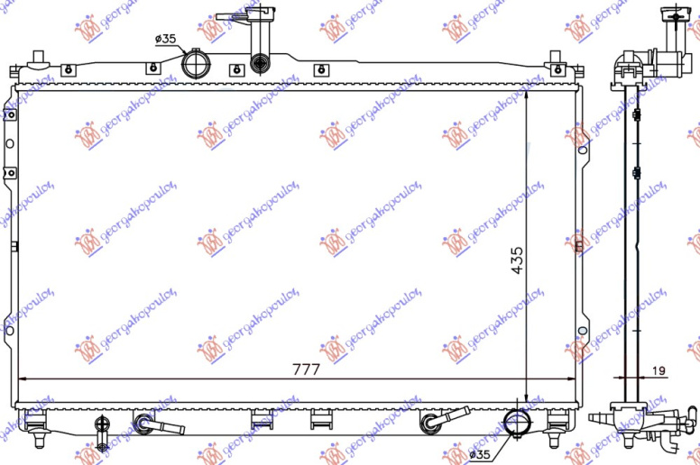 Radiator për motor 2.4i 16v benzinë - 2.5 TDCi dizel (marsh automatik) (435x775x16)