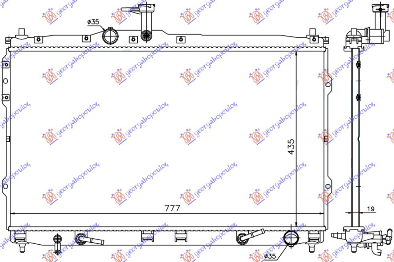 Radiator për motor 2.4i 16v benzinë - 2.5 TDCi dizel (marsh automatik) (435x775x16)