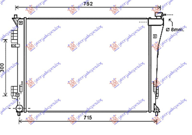 Radiator për motor 1,6-2,0i16V (63,8x48,5x1,4)