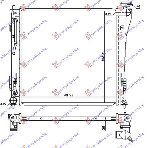 Radiator për motor benzinë (me/pa kondicioner) (marsh manual/automatik) (487x468)