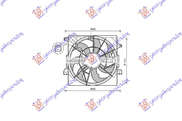 Ventilator komplet (i vetëm) 1.7 CRDi dizel (465mm) (3 pinë)