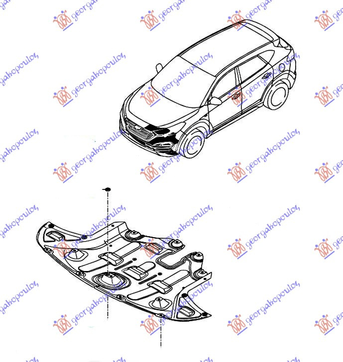 Mbrojtje/kapak nën motor dizel plastik