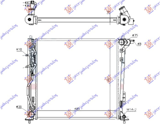 Radiator për motor 1.6 T-GDI benzinë - 1.6-1.7-2.0 dizel (marsh manual) (485x467) (çek)