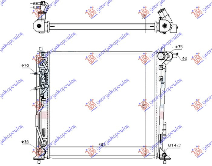 Radiator për motor 1.6 T-GDI benzinë - 1.6-1.7-2.0 dizel (marsh manual) (485x467) (çek)